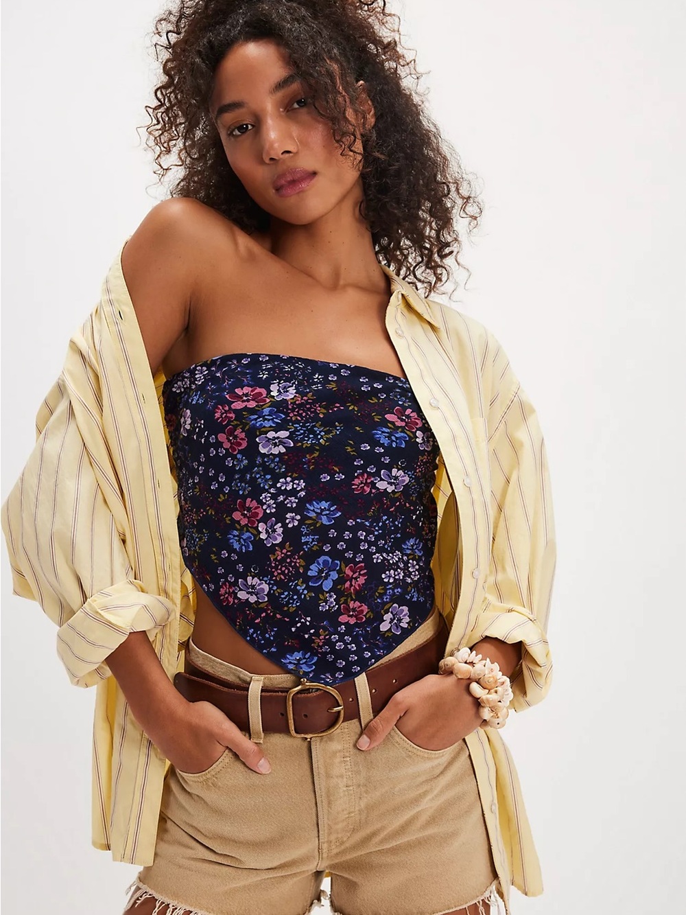 NEW,Free People Red Floral Bandeau Crop Top